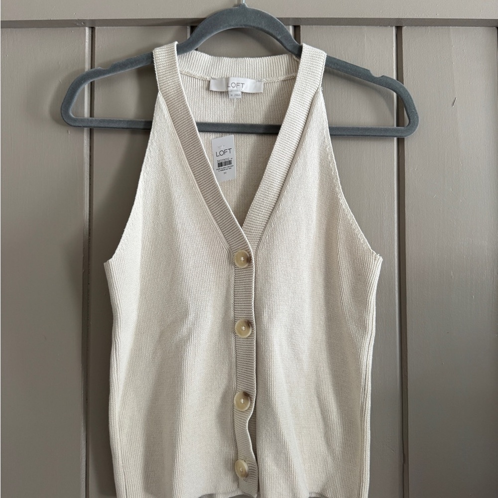 NWT LOFT Ivory Sleeveless Knit Vest